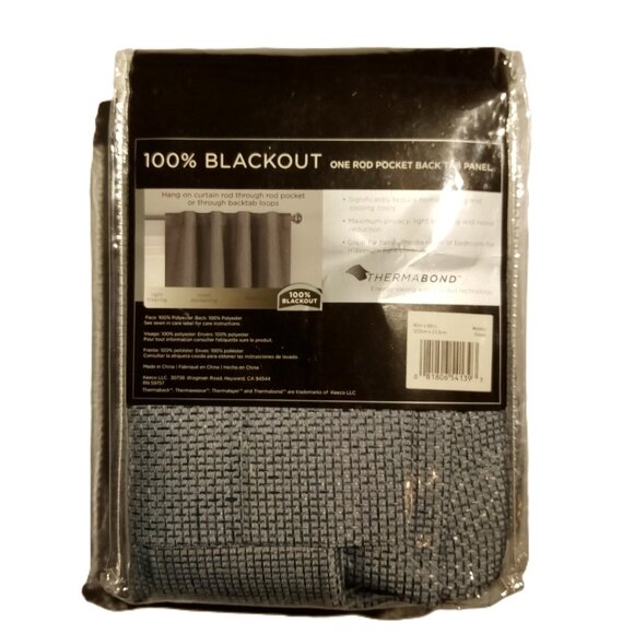 Eclipse Walken Solid Absolute Zero 100% Blackout Rod Pocket Single Window Panel - Picture 5 of 8